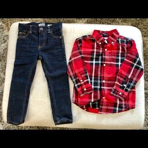 Gymboree/Osh Kosh button shirt/jeans bundle sz 3t